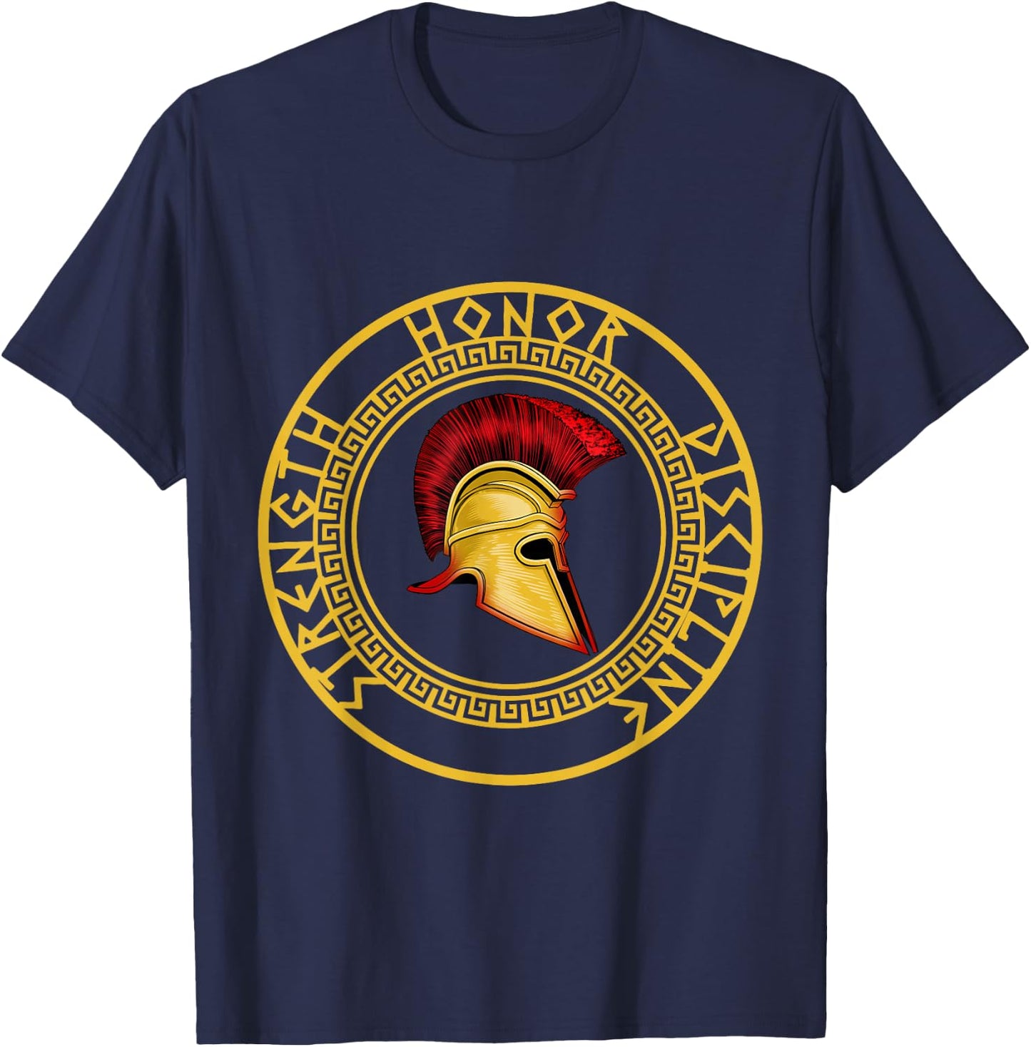 Strength Honor Discipline Fighter Soldier Spartan Sword T-Shirt - T-Shirt | Navy