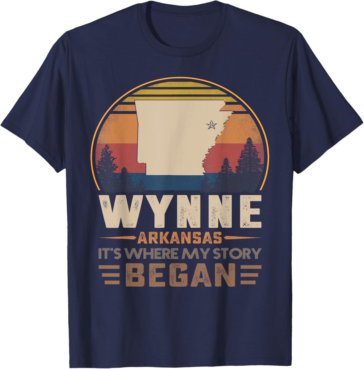 Vintage Wynne Arkansas Homtown My Story Began T-Shirt - T-Shirt | Navy