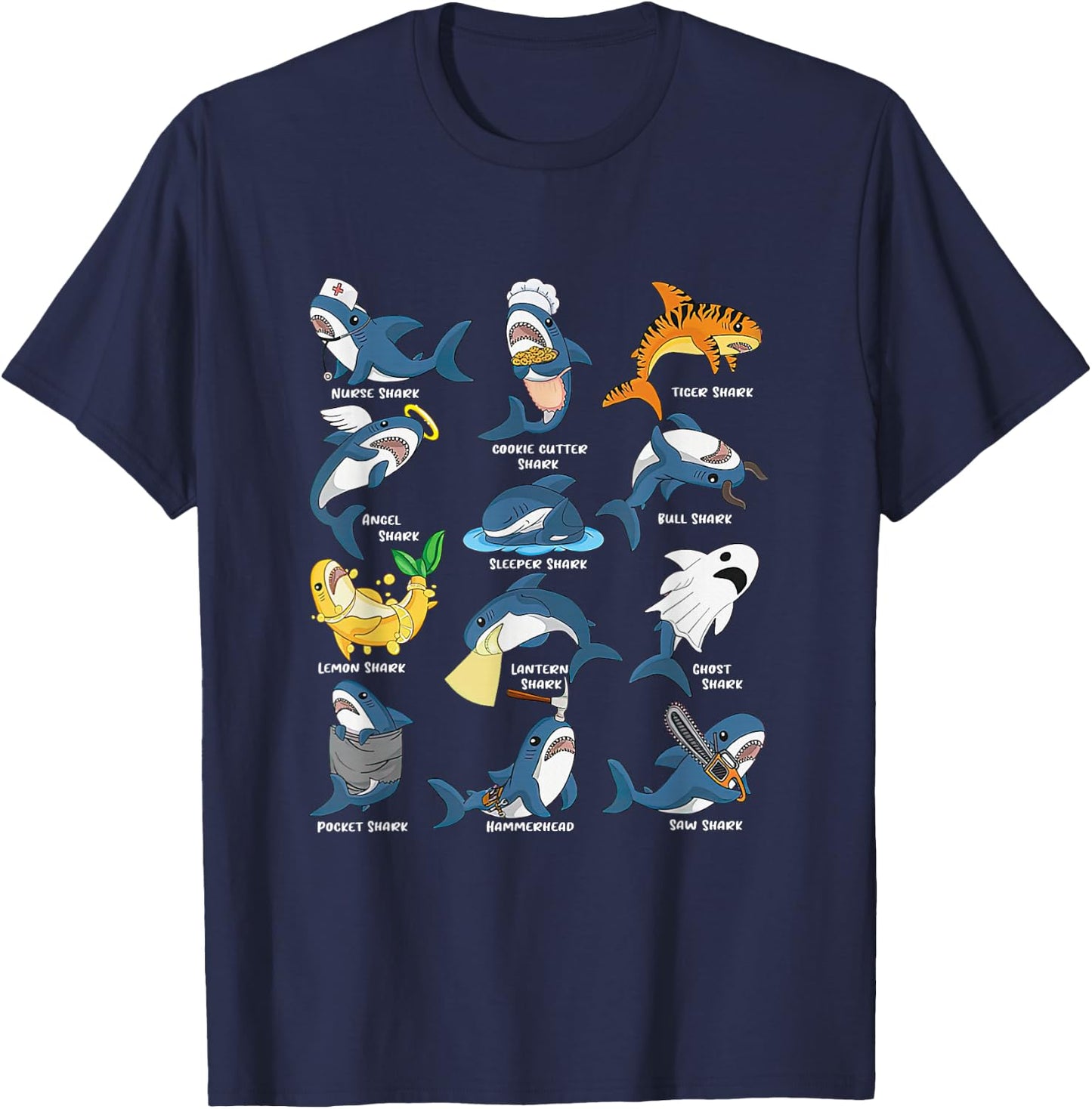 Nurse cookie cutter tiger angel sleeper bull saw funny shark T-Shirt - T-Shirt | Navy
