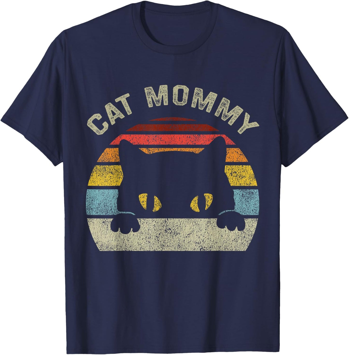 Cat Mommy Women Vintage Retro Black Cats Mom Mothers Day Small T-Shirt - T-Shirt | Navy