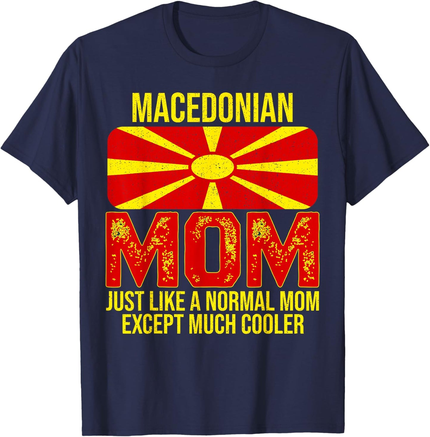 Vintage Macedonian Mom North Macedonia Flag For Mother's Day T-Shirt - T-Shirt | Navy