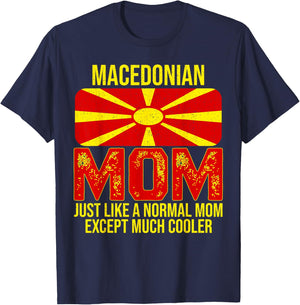 Vintage Macedonian Mom North Macedonia Flag For Mother's Day T-Shirt - T-Shirt | Navy