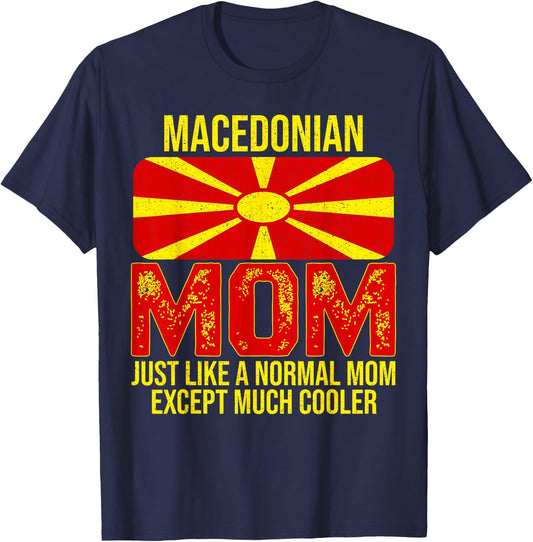 Vintage Macedonian Mom North Macedonia Flag For Mother's Day T-Shirt - T-Shirt | Navy