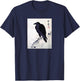 Japanese Crow Ink Art - Traditional Woodblock Bird T-Shirt - T-Shirt | Navy