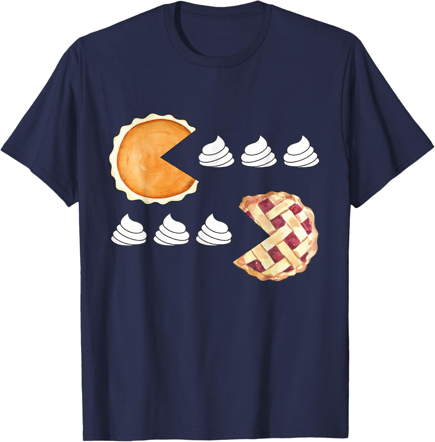 Pumpkin Pie Eating Whipped Cream, Apple Pie Thanksgiving T-Shirt - T-Shirt | Navy