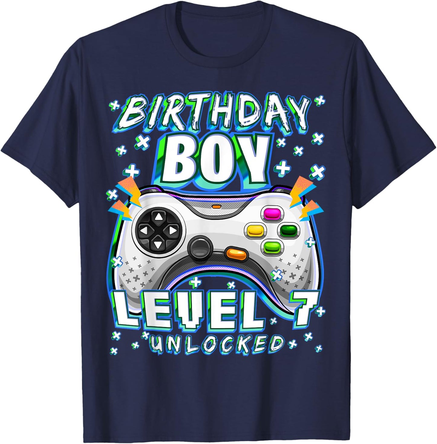 Level 7 Unlocked Video Game 7th Birthday Gamer Boys T-Shirt - T-Shirt | Navy