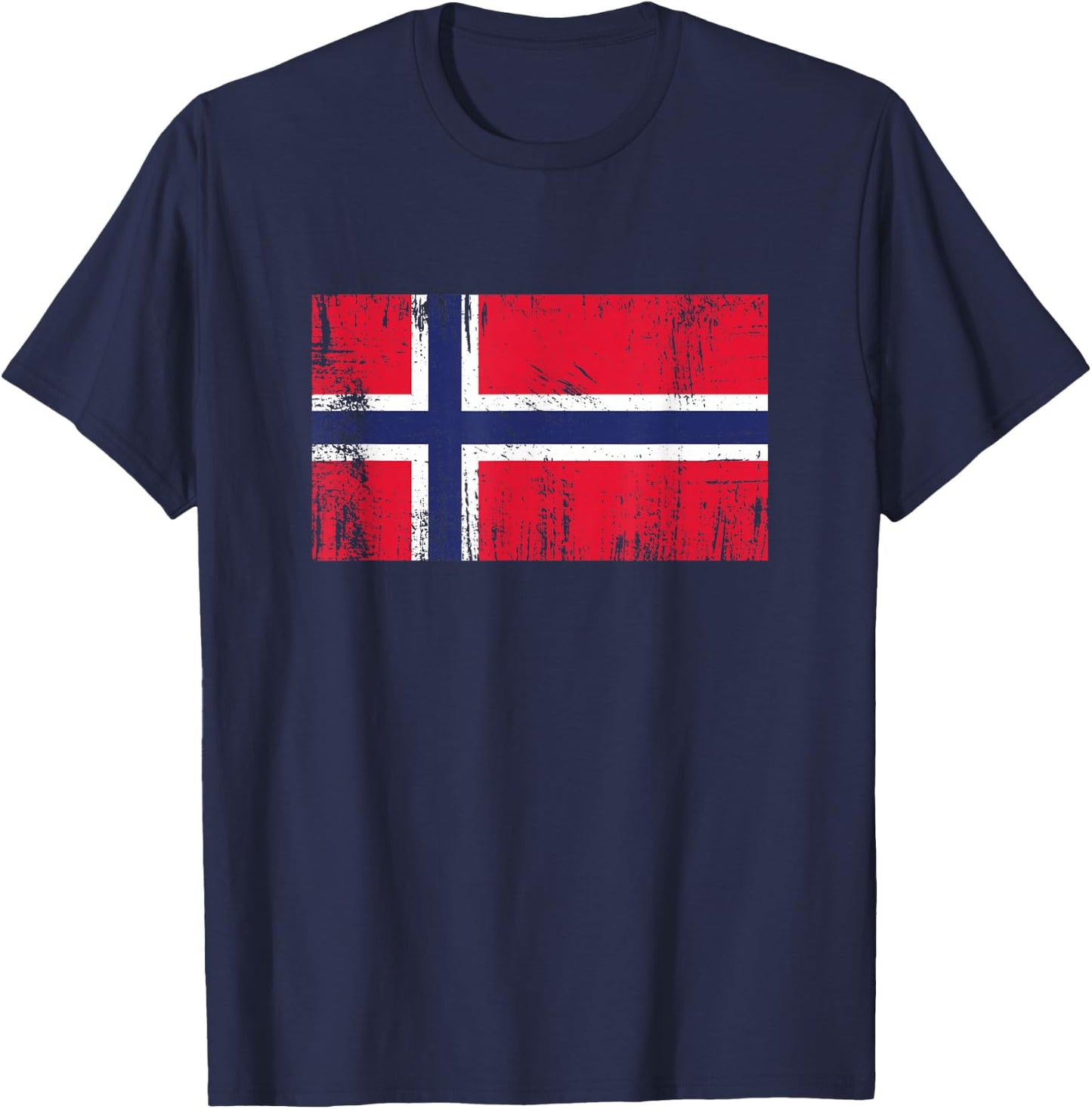 Vintage Banner Fan Norway Flag Retro Art T-Shirt - T-Shirt | Navy