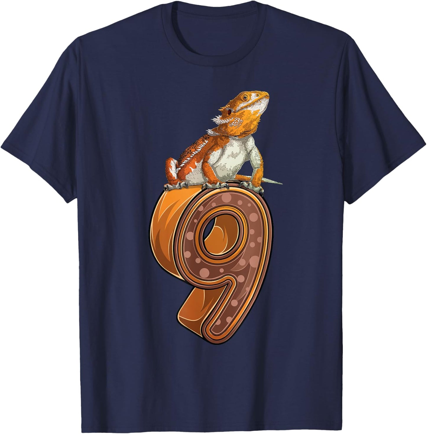 9 Year Old Bearded dragon Reptile 9th Birthday Party B-day T-Shirt - T-Shirt | Navy