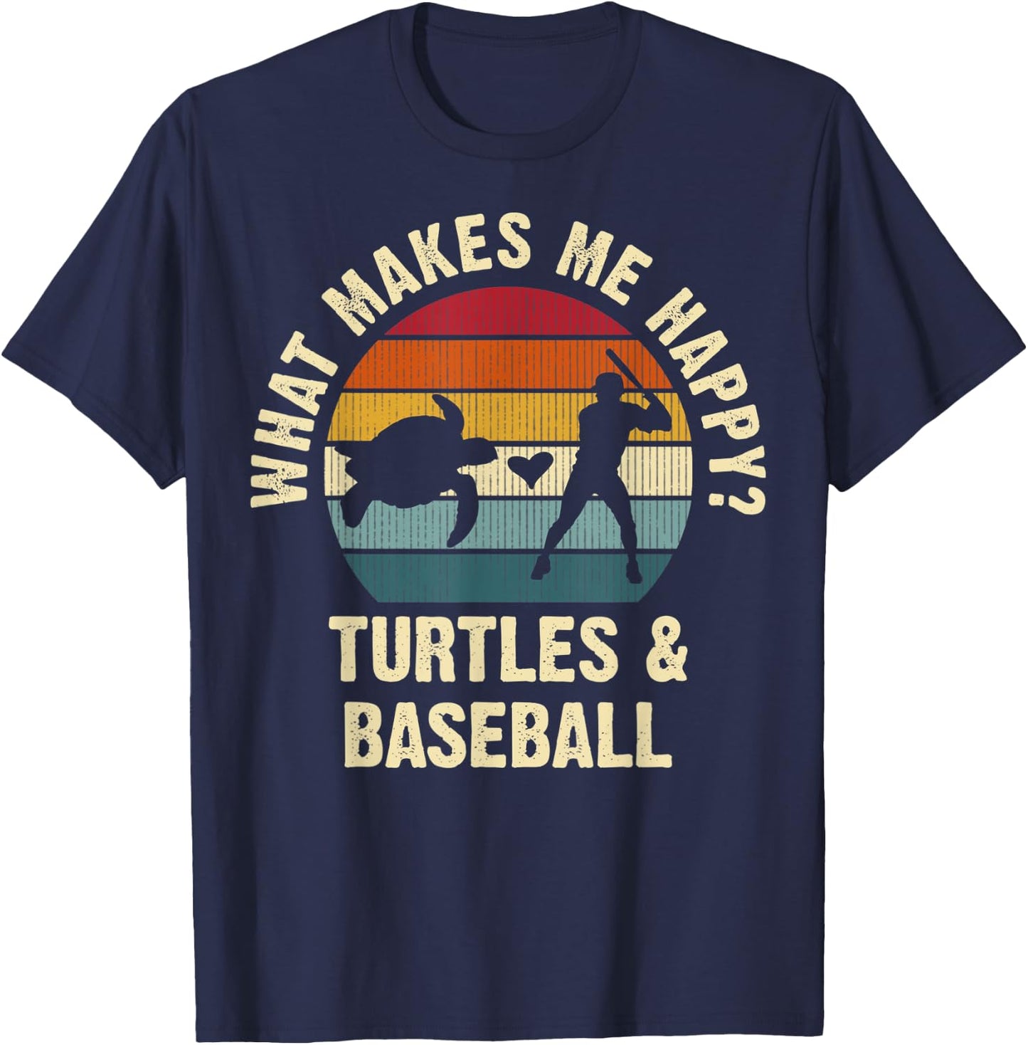 Baseball and Turtle Lovers Vintage Funny Pet Sports cute T-Shirt - T-Shirt | Navy