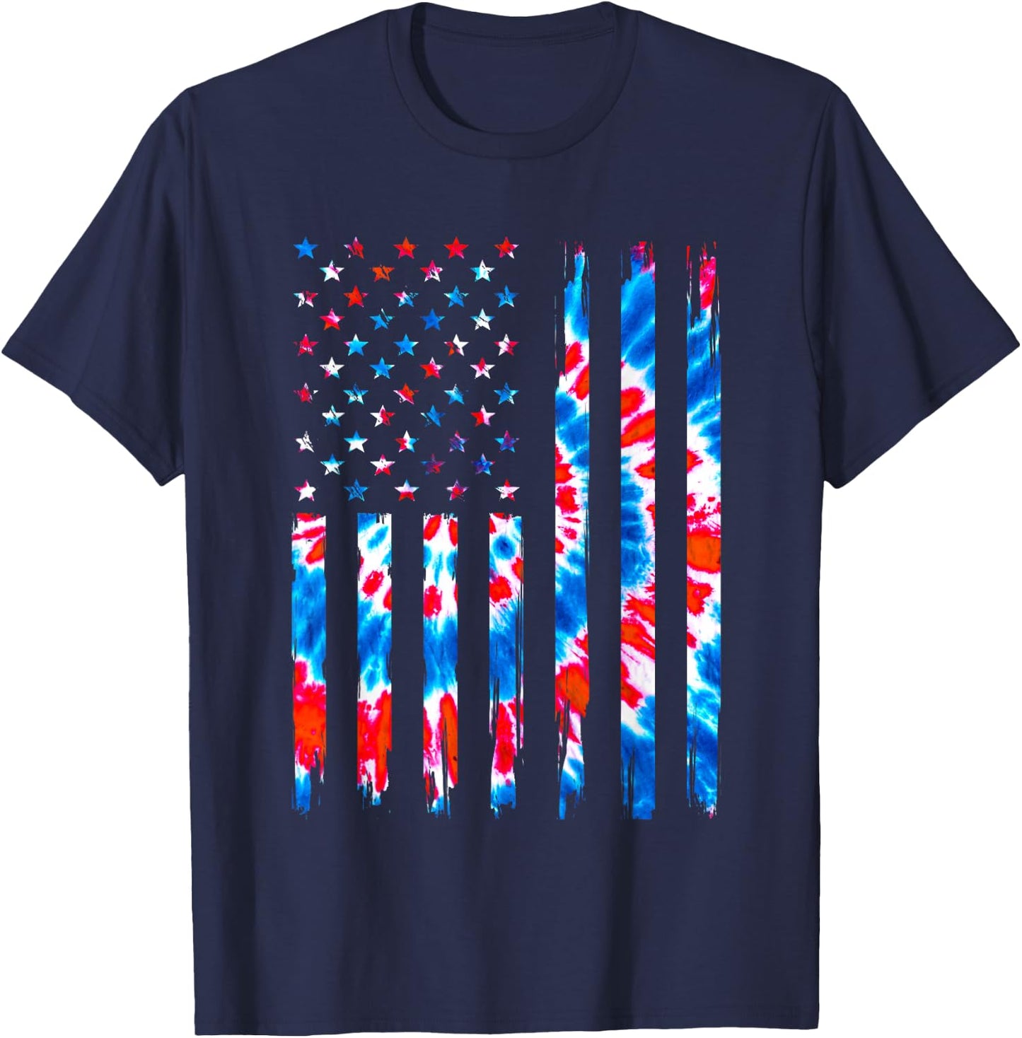 Tie Dye USA Flag Men Women Kids American Flag 4th Of July T-Shirt - T-Shirt | Navy