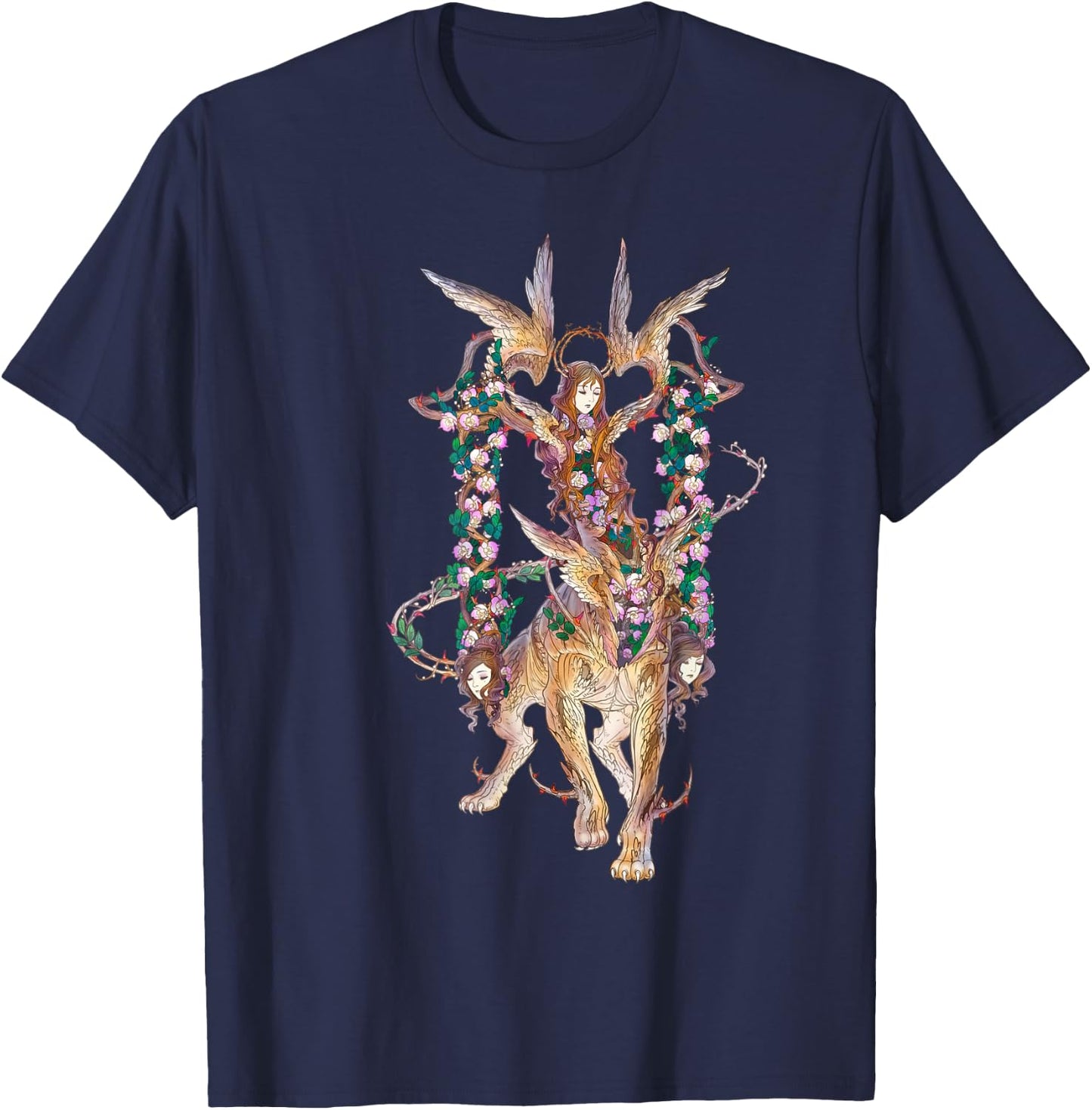 Fantasy art Greek Mythology Sphinx T-Shirt - T-Shirt | Navy