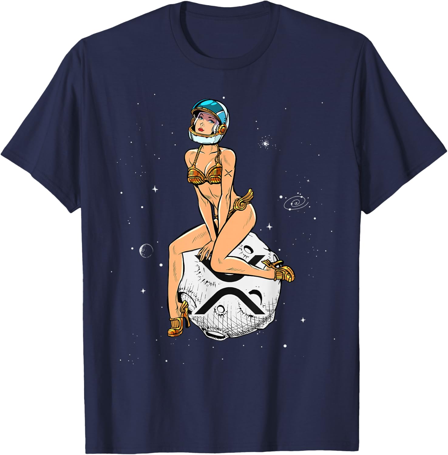 Cryptocurrency Pin-up Girl Hodling XRP Ripple Crypto Moon T-Shirt - T-Shirt | Navy
