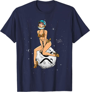 Cryptocurrency Pin-up Girl Hodling XRP Ripple Crypto Moon T-Shirt - T-Shirt | Navy