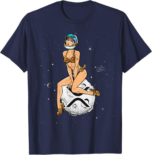 Cryptocurrency Pin-up Girl Hodling XRP Ripple Crypto Moon T-Shirt - T-Shirt | Navy