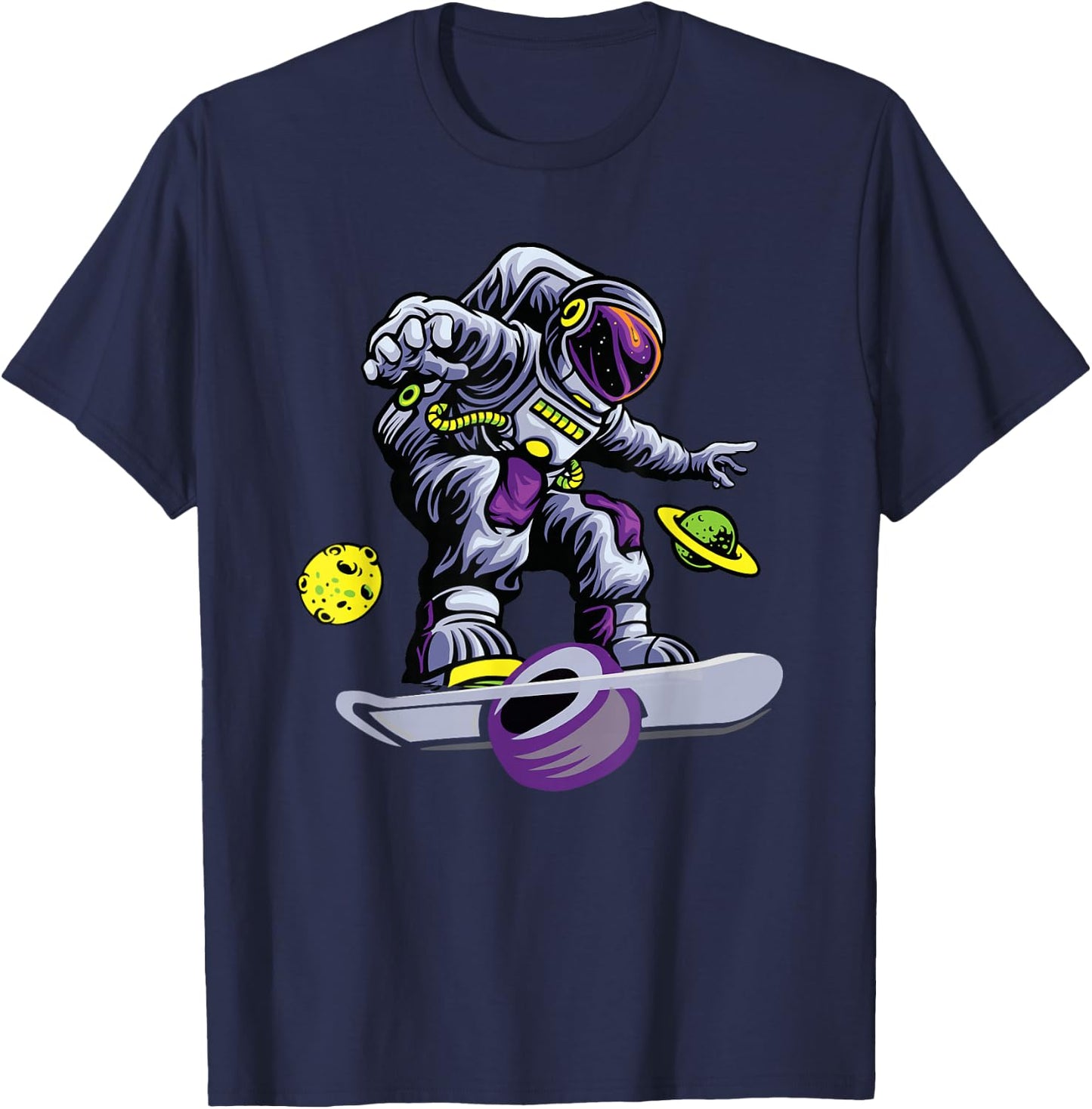 Skating Astronaut on onewheel Skateboard T-Shirt - T-Shirt | Navy