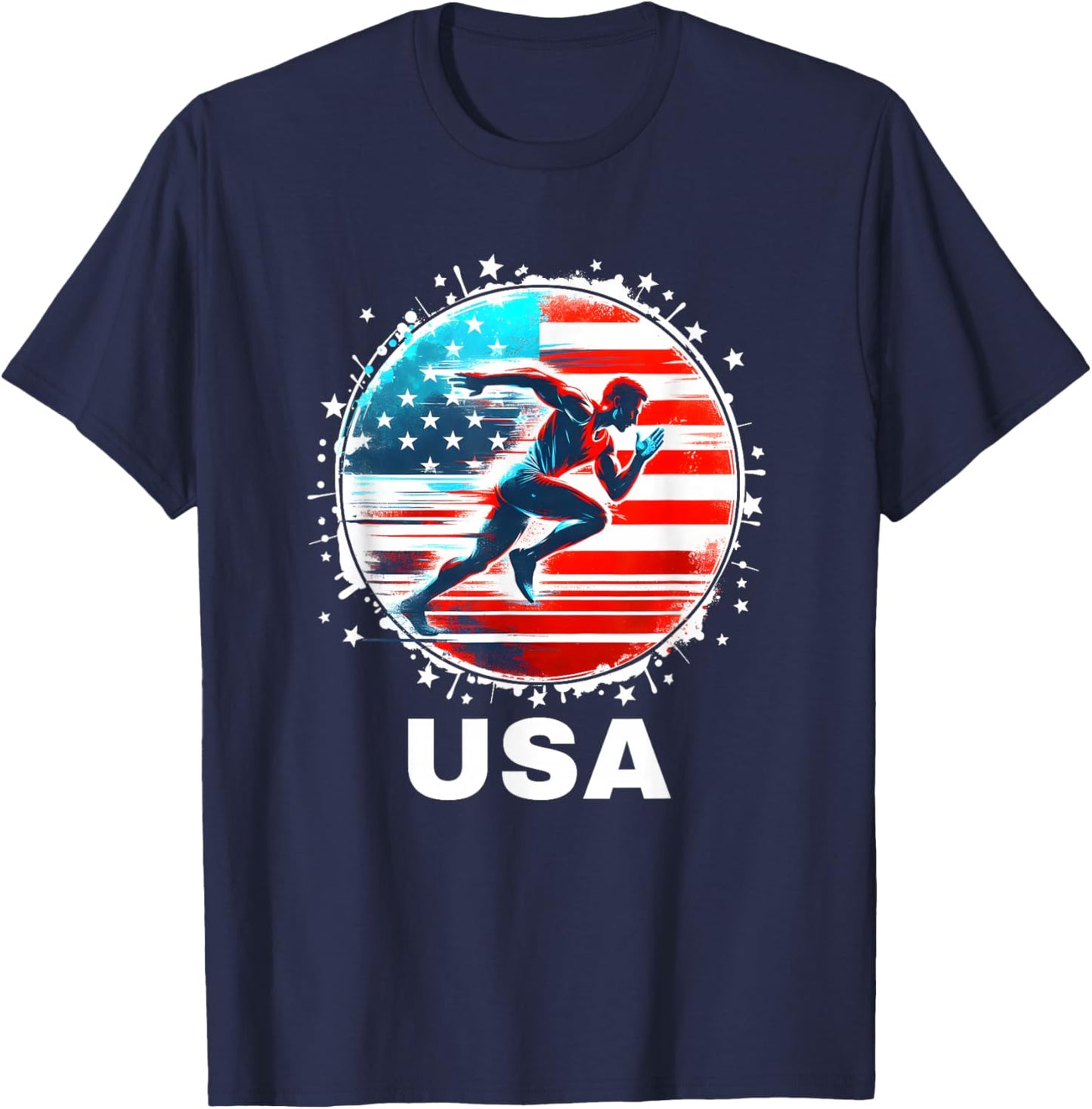 Track and Field USA Go USA USA Flag Track Field T-Shirt - T-Shirt | Navy