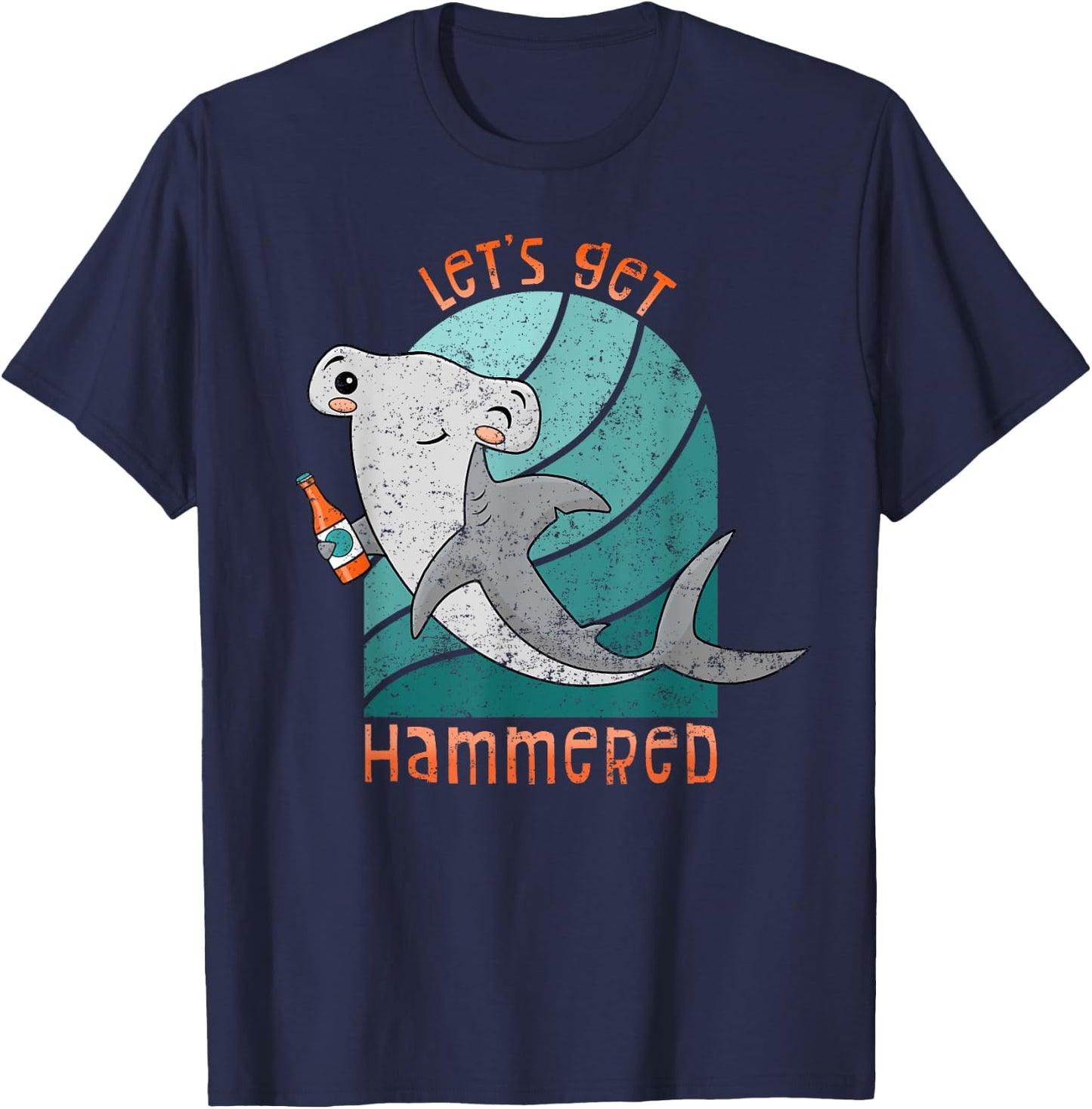 Funny Hammerhead Shark Let's Get Hammered Drinking T-Shirt - T-Shirt | Navy