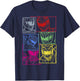 Power Rangers Group Shot Color Silhouette Line Art Panels T-Shirt - T-Shirt | Navy