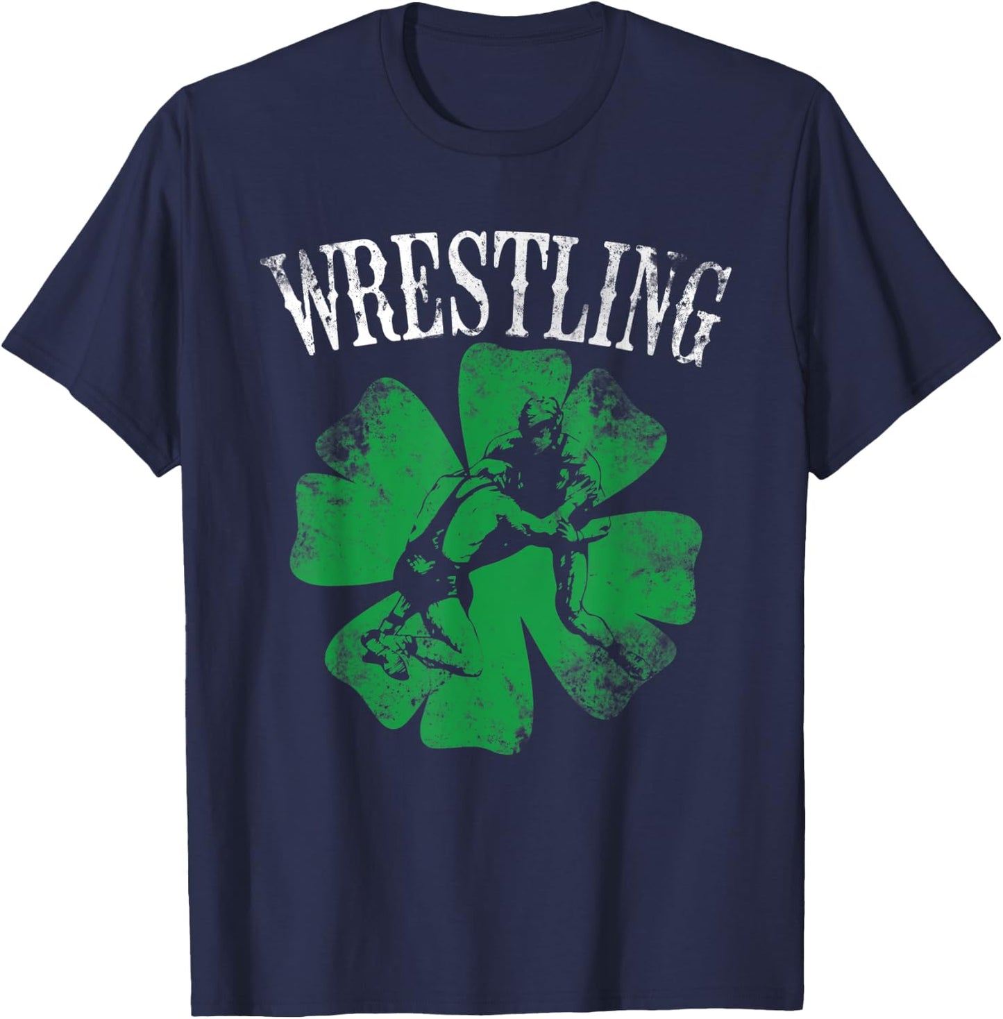 Irish American Flag Shamrock Wrestling St Patrick's Day Gift Women Kids Men T-Shirt - T-Shirt | Navy