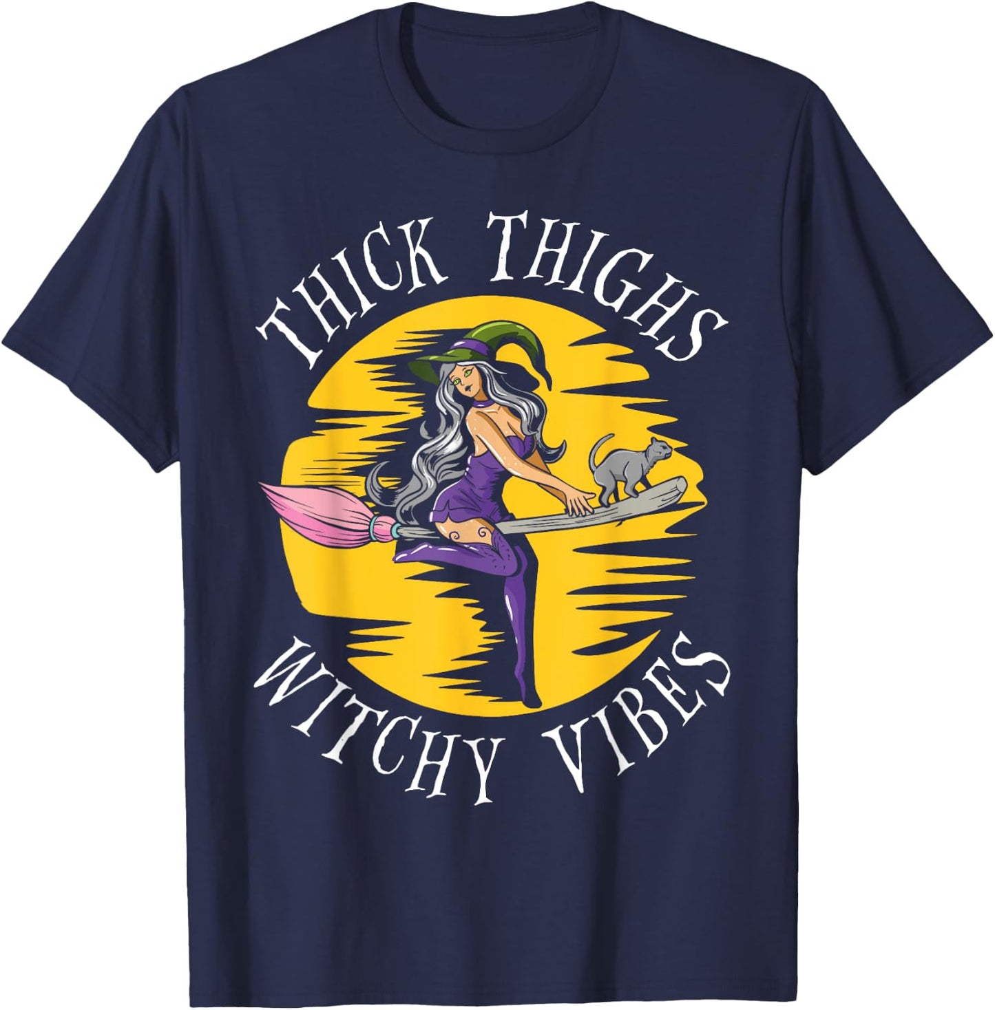 Thick Thighs Witchy Vibes T-Shirt - T-Shirt | Navy