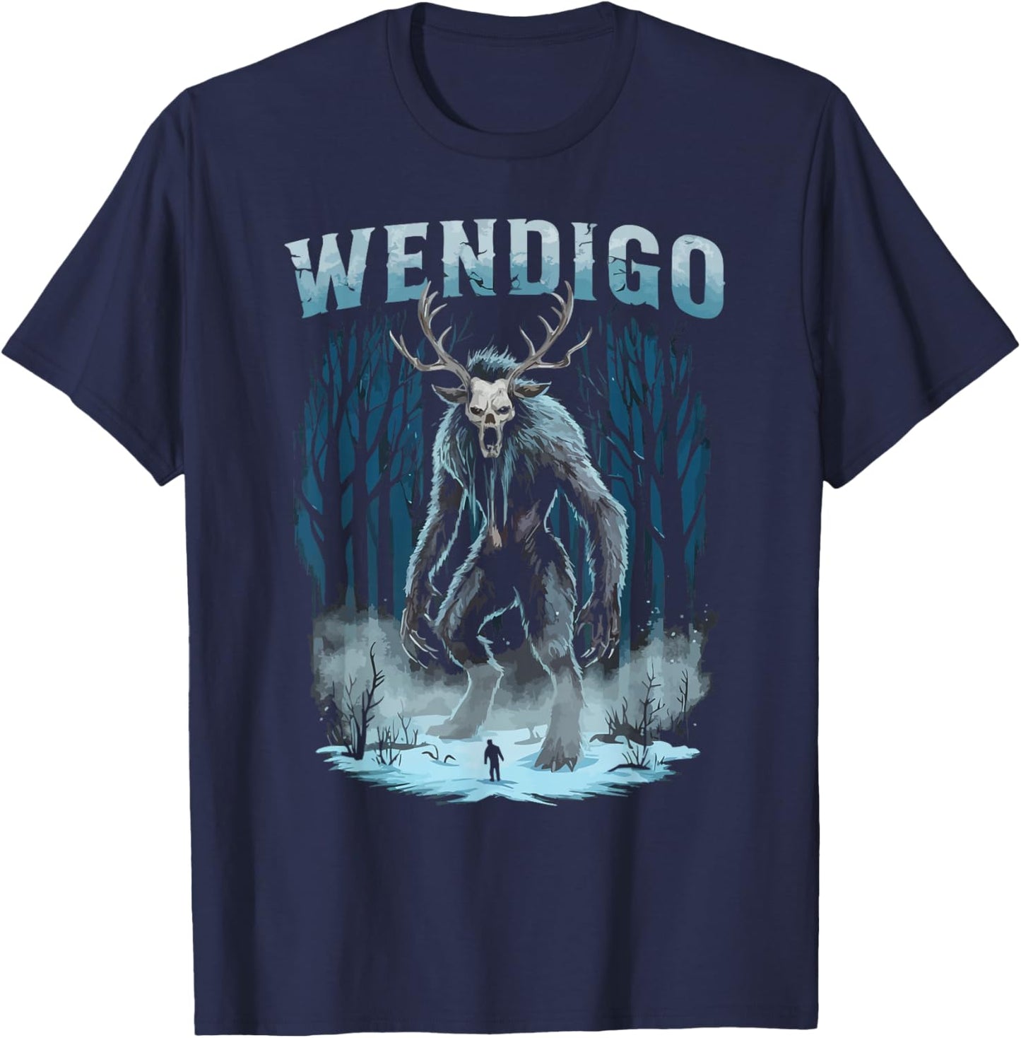 Wendigo Monster Legendary Creature Cryptozoology Cryptid T-Shirt - T-Shirt | Navy
