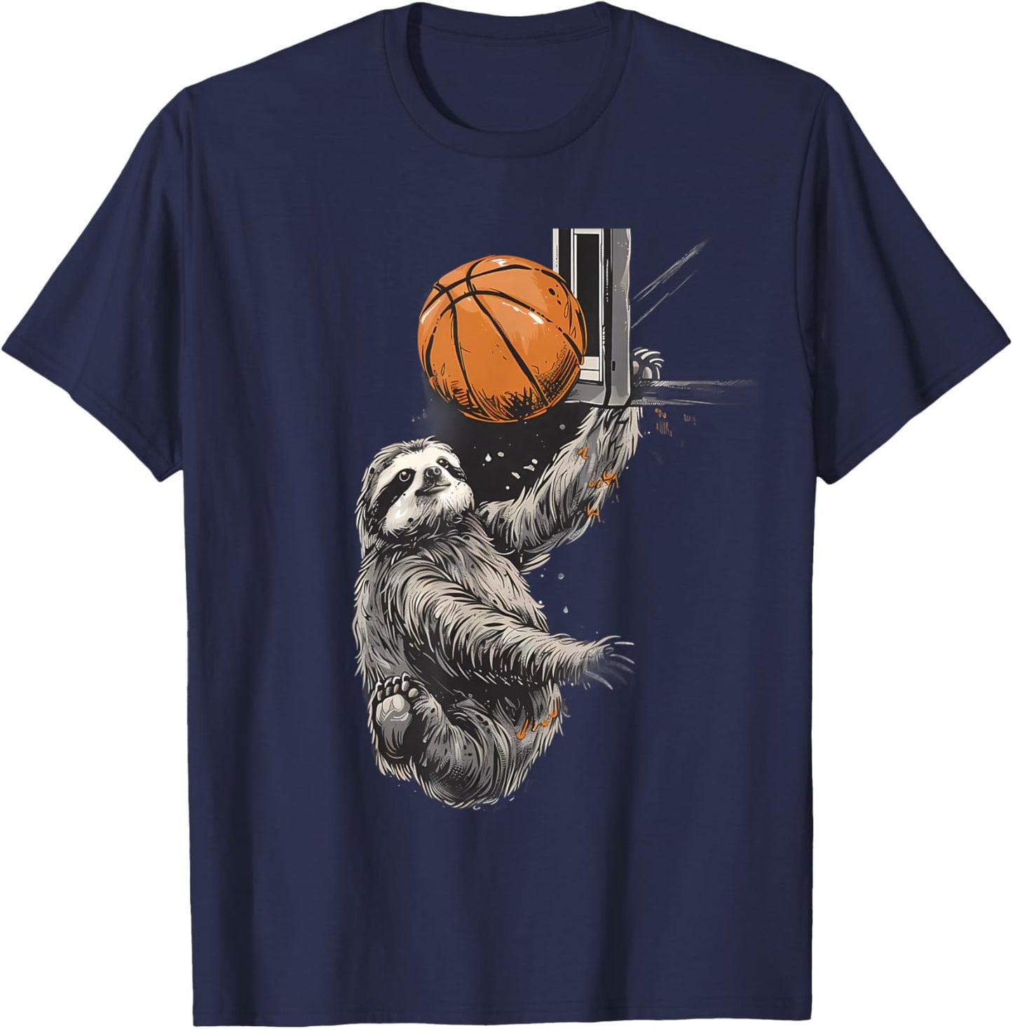 Basketball Sloth Basketball Hoop Basketball Lover Slam Dunk T-Shirt - T-Shirt | Navy