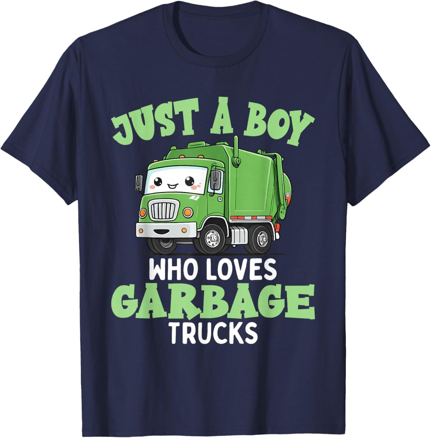 Kids A Boy Who Loves Garbage Trucks Birthday Party Toddlers T-Shirt - T-Shirt | Navy