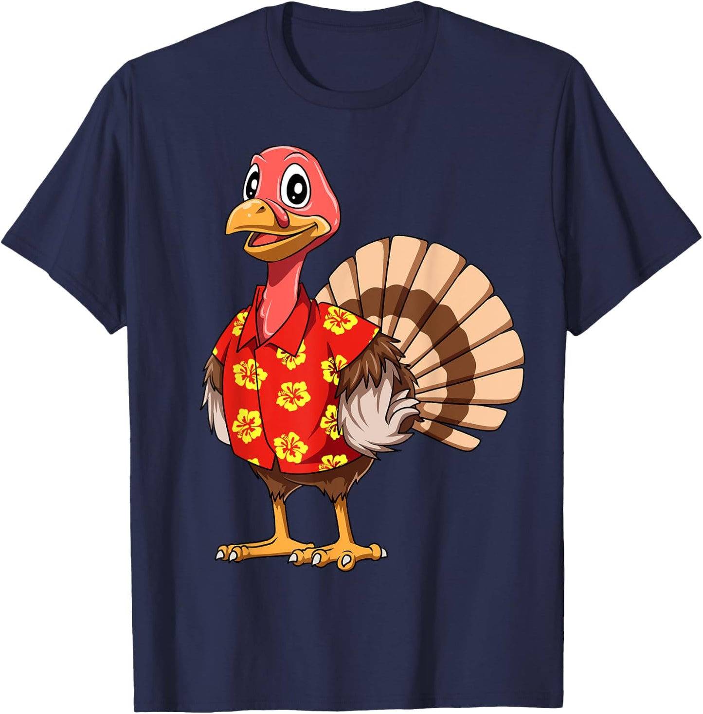 Turkey Hawaiian Thanksgiving Turkey Funny Hawaii Beach Party Men Women Kids T-Shirt - T-Shirt | Navy