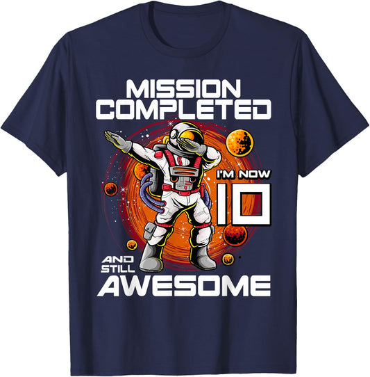 10th Birthday Astronaut 10 Years Old Outer Space Birthday T-Shirt - T-Shirt | Navy