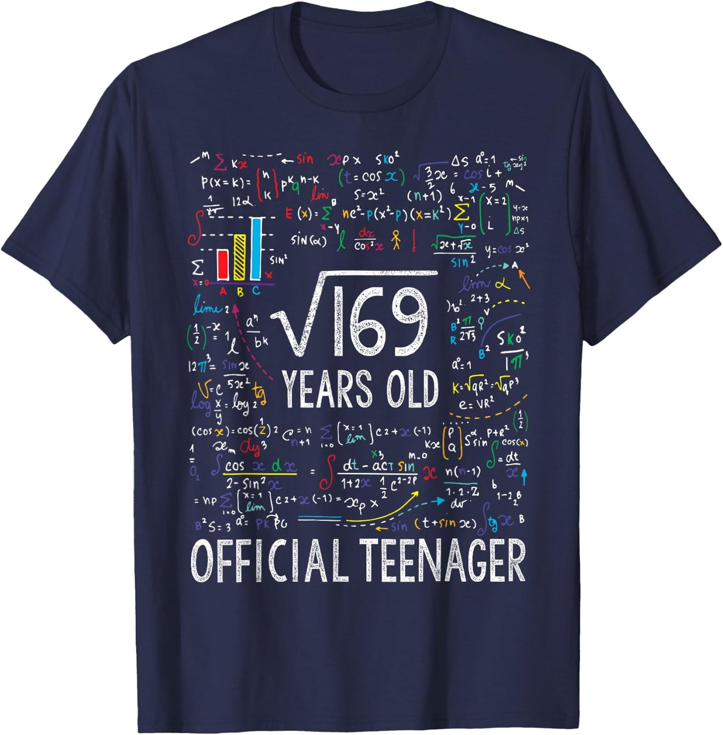 Square Root of 169 13 Years Old Official Teenager Birthday T-Shirt - T-Shirt | Navy