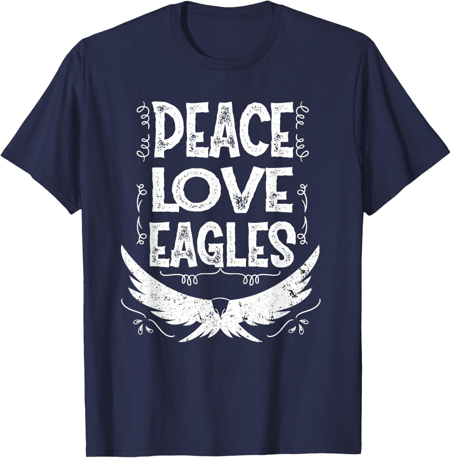 Peace Love Eagles Gift Bald Eagle T-Shirt - T-Shirt | Navy