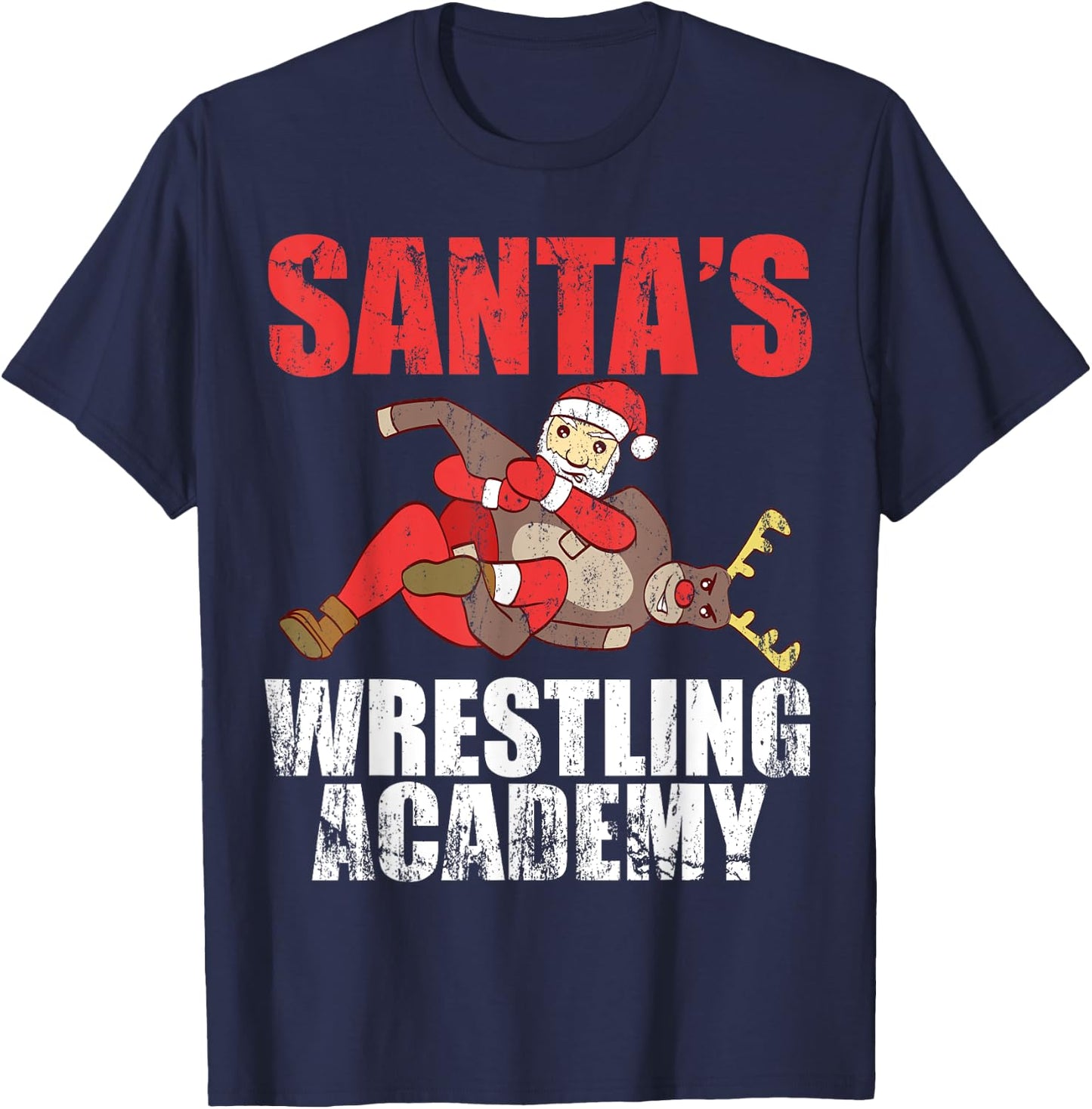 Santa Sport Wrestling Ring Fight Choke Tap Design T-Shirt - T-Shirt | Navy
