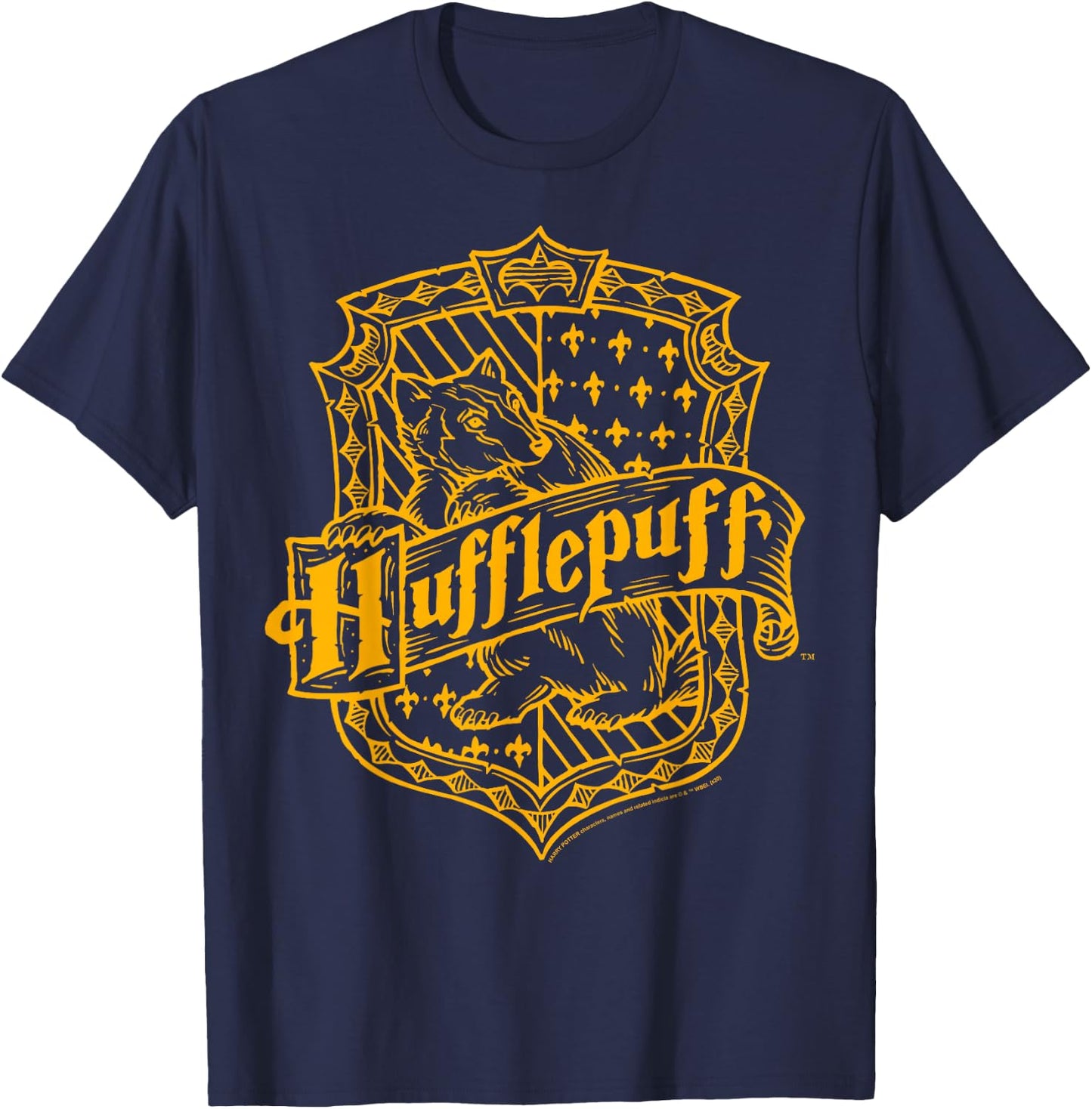 Harry Potter Hufflepuff Dark Detailed Crest T-Shirt - T-Shirt | Navy