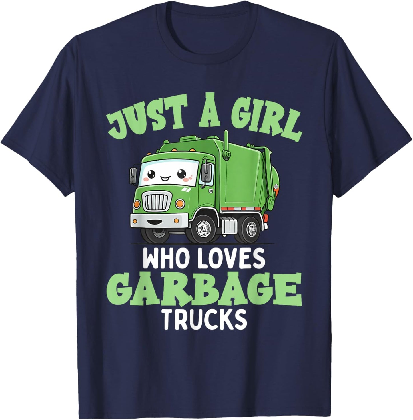 Kids A Girl Who Loves Garbage Trucks Birthday Party Toddlers T-Shirt - T-Shirt | Navy