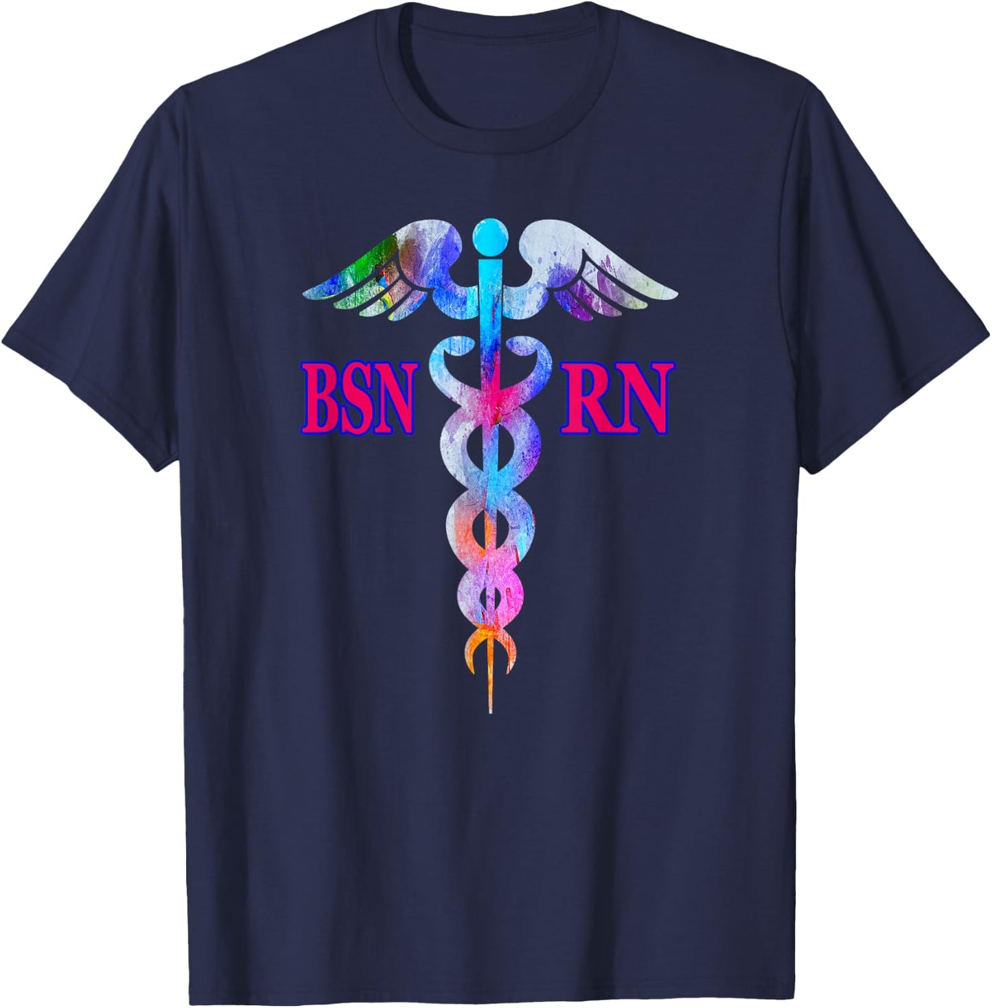 BSN Registered Nurse RN Caduceus Nursing Emblem Graphic Gift T-Shirt - T-Shirt | Navy
