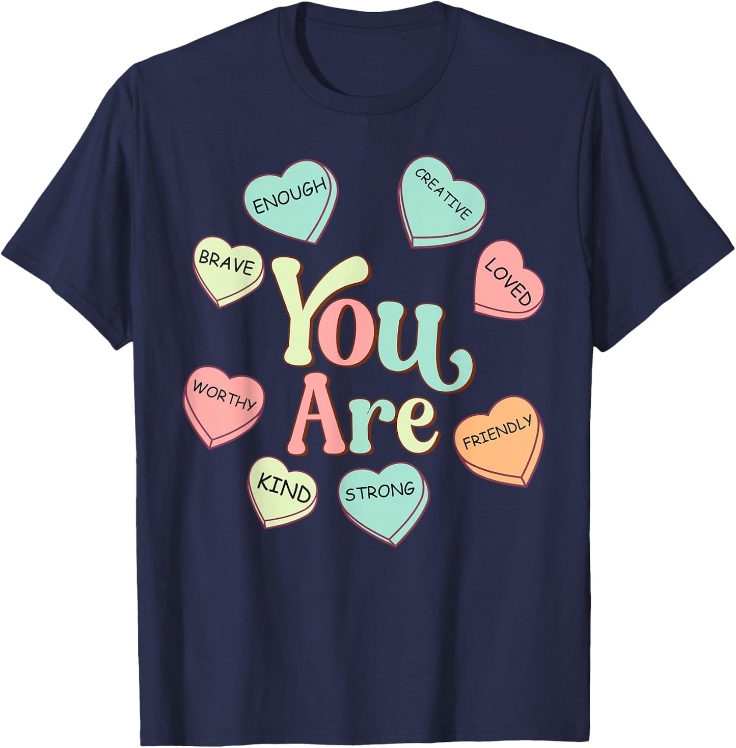 Retro Teacher Valentines Day You Are Cute Heart Cupid T-Shirt - T-Shirt | Navy