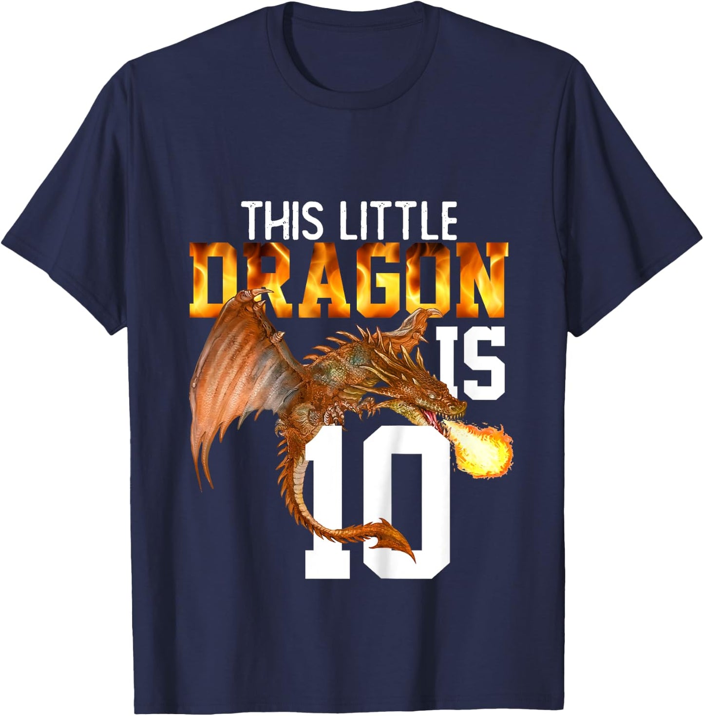 Turning 10 Year Old Birthday Gift Boy Dragon 10th Bday Girl T-Shirt - T-Shirt | Navy