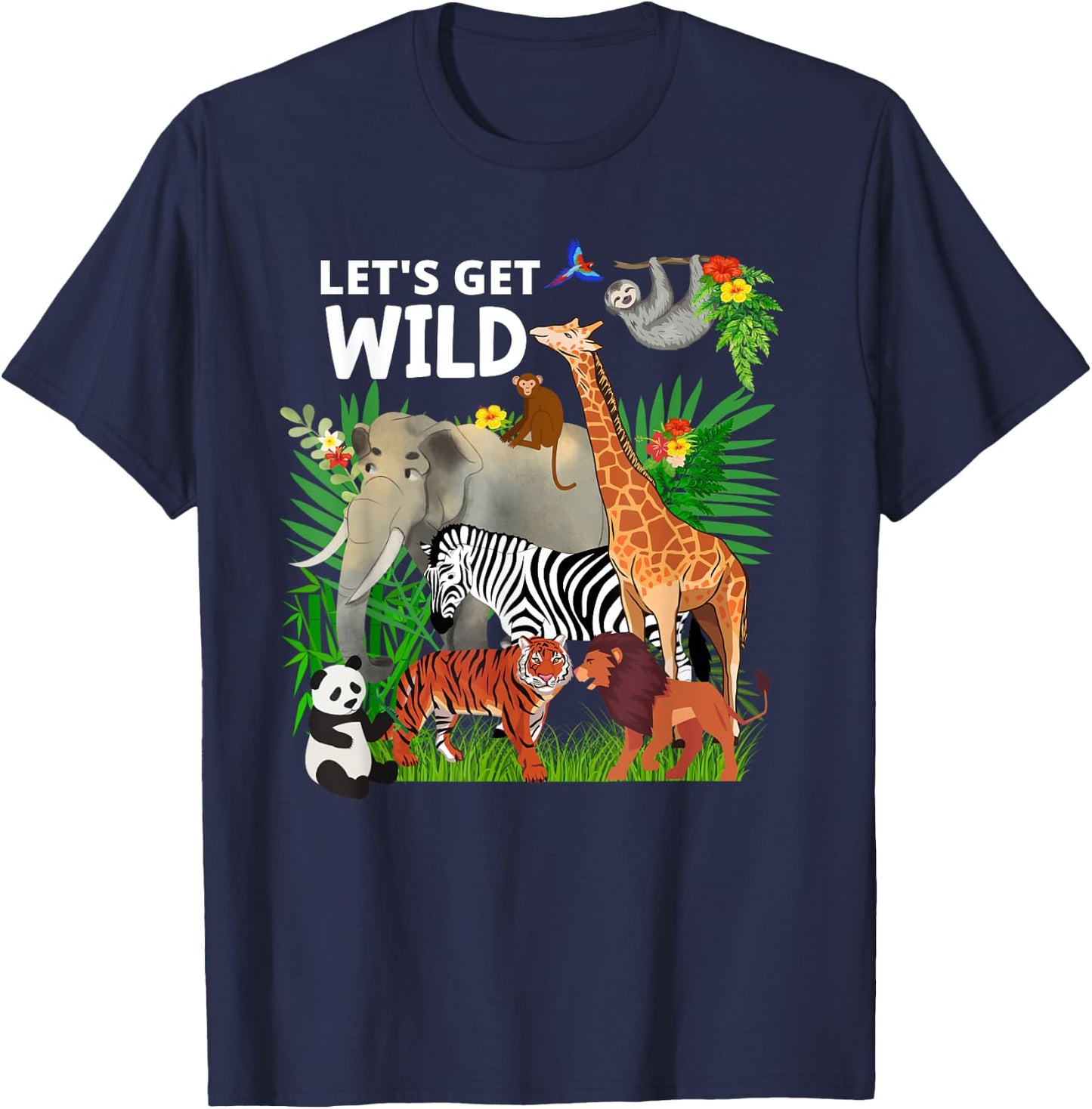 Zoo Animals Wildlife Birthday Party A Day At The Zoo Safari T-Shirt - T-Shirt | Navy