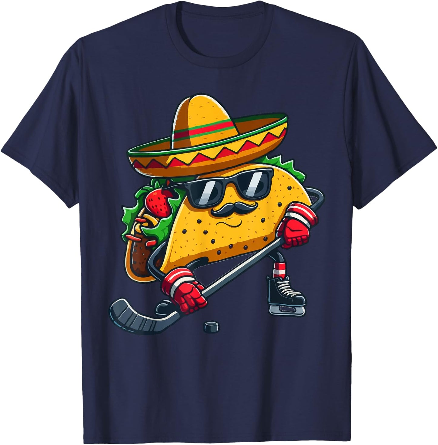 Taco Ice hockey player Funny Cinco De Mayo T-Shirt - T-Shirt | Navy