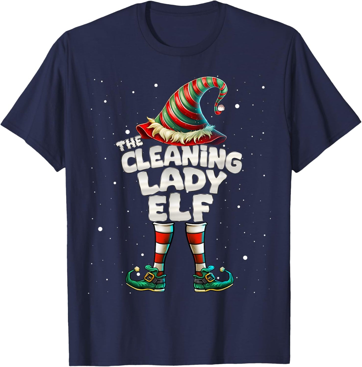 The Cleaning Lady Elf Family Matching Group Christmas T-Shirt - T-Shirt | Navy