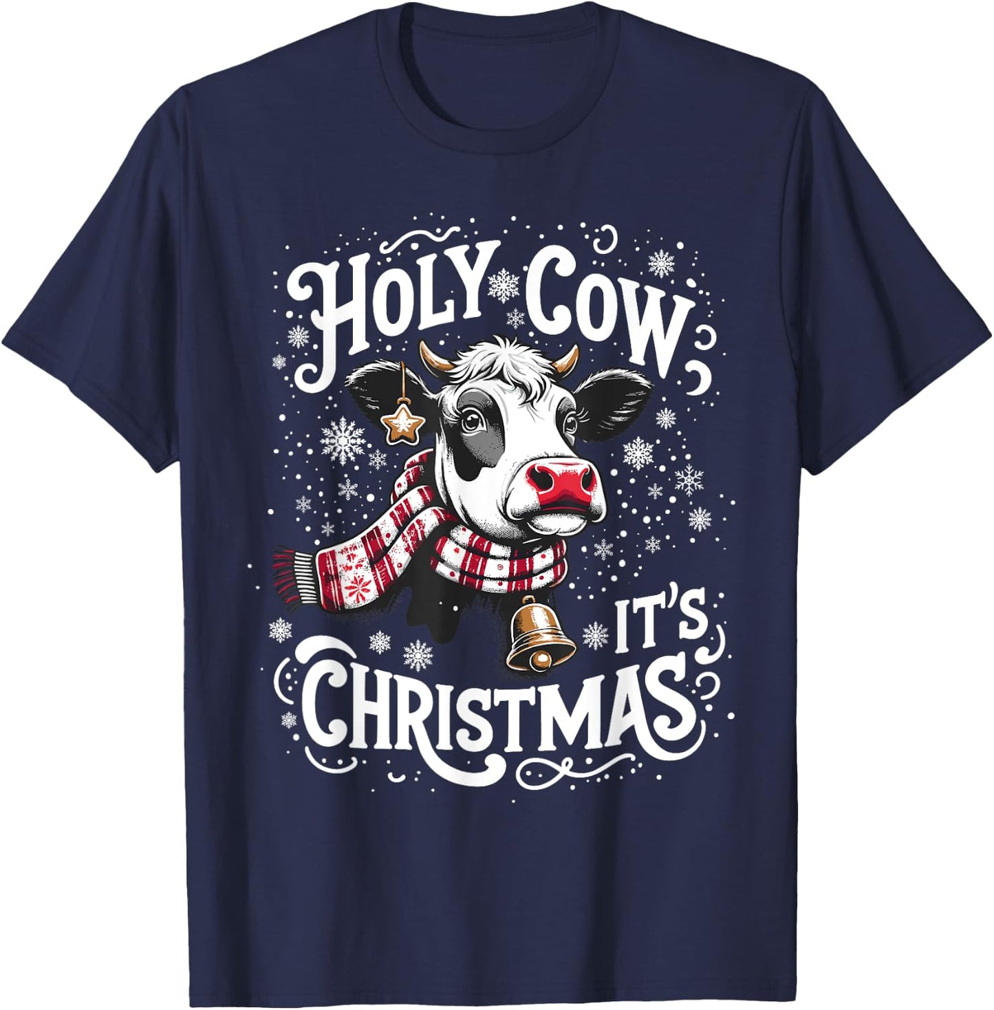 Holy Cow It's Christmas Funny Cow Lover Farm Animal Costume T-Shirt - T-Shirt | Navy