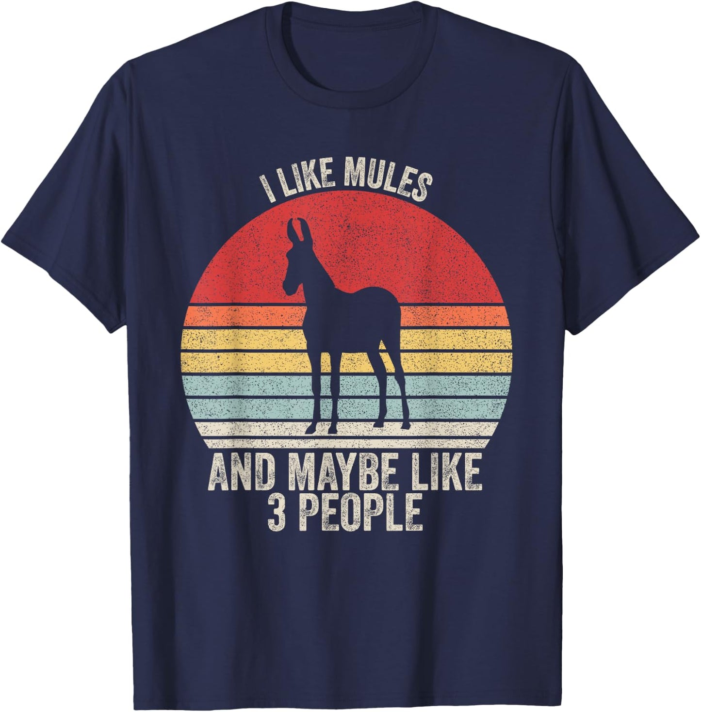 Vintage Retro I Like Mules And Maybe Like 3 People Mule T-Shirt - T-Shirt | Navy