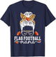 Flag Football Mama Messy Bun Flag Football Player Mom T-Shirt - T-Shirt | Navy