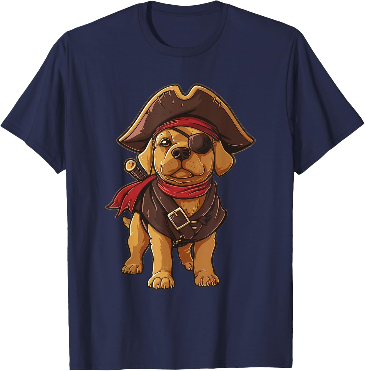 Golden Retriever Pirate Dog Halloween Party Men Women Kids T-Shirt - T-Shirt | Navy