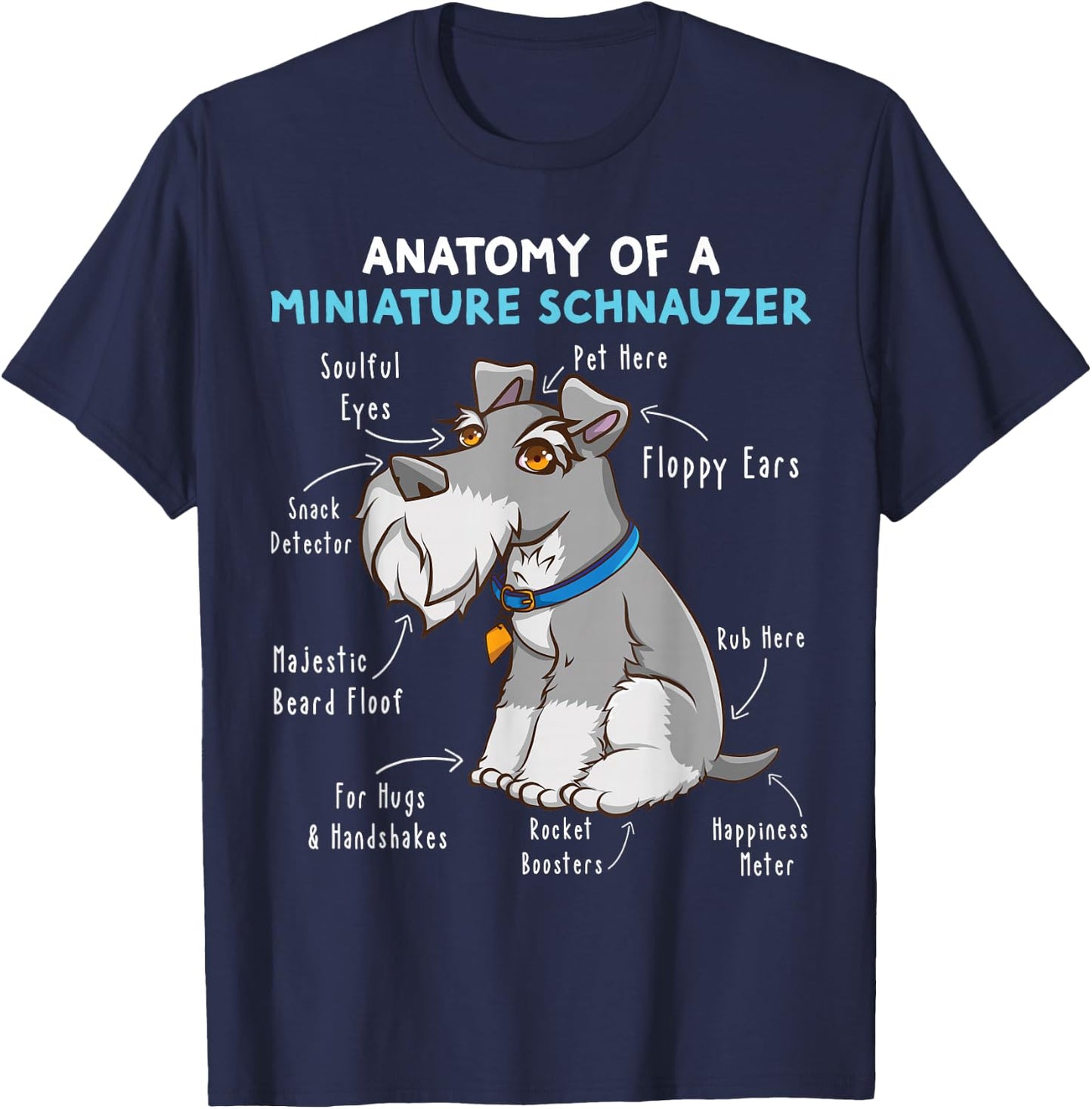 Anatomy Of A Miniature Schnauzer Cute Miniature Schnauzer T-Shirt - T-Shirt | Navy