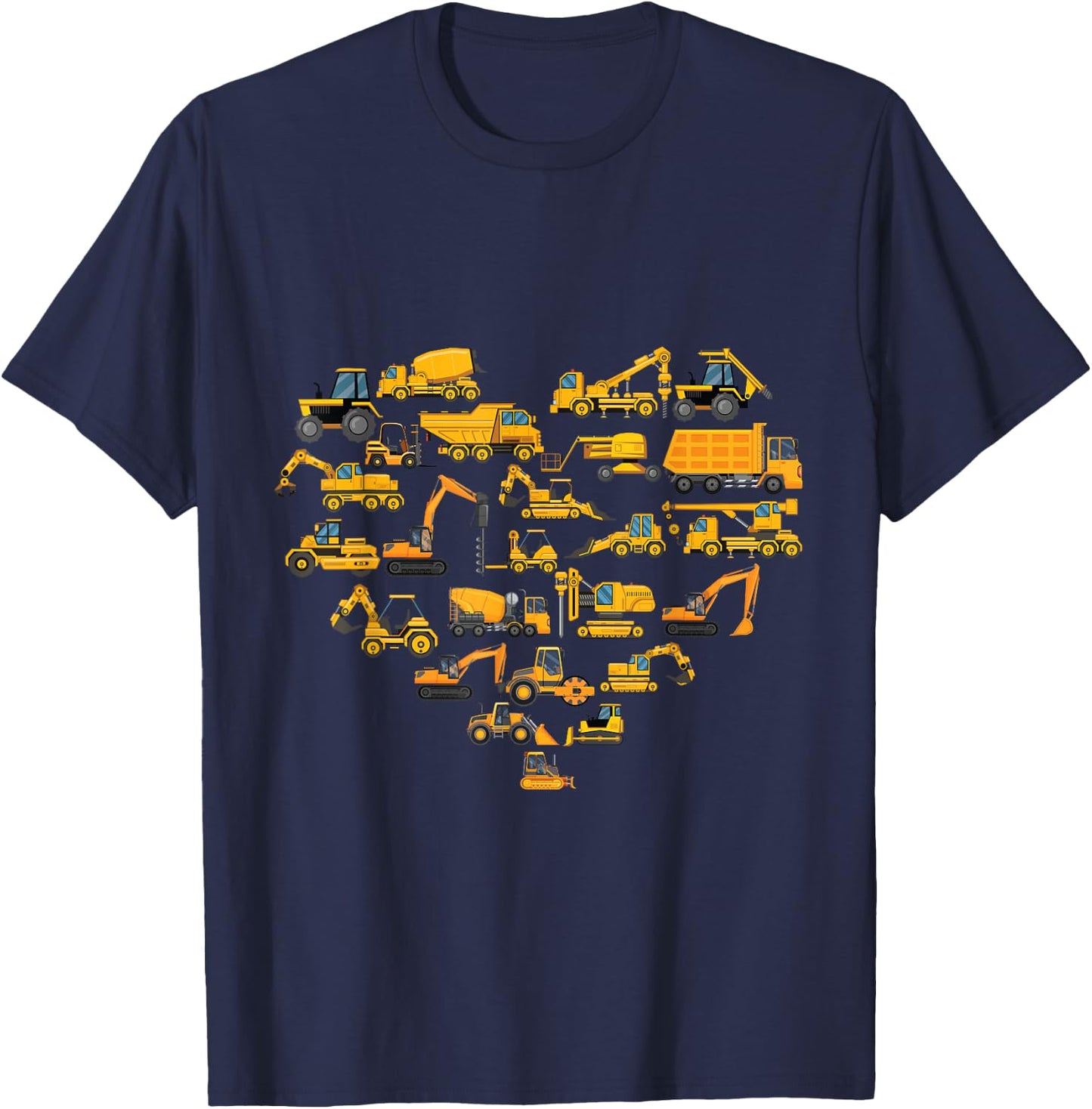 Types of Construction Excavator Bulldozer Truck Crane kids T-Shirt - T-Shirt | Navy