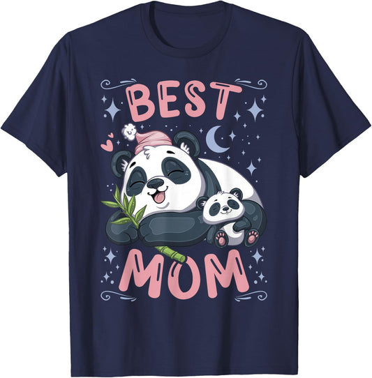 Best Mom, Panda Bear Mother with Cub, Mother's Day T-Shirt - T-Shirt | Navy