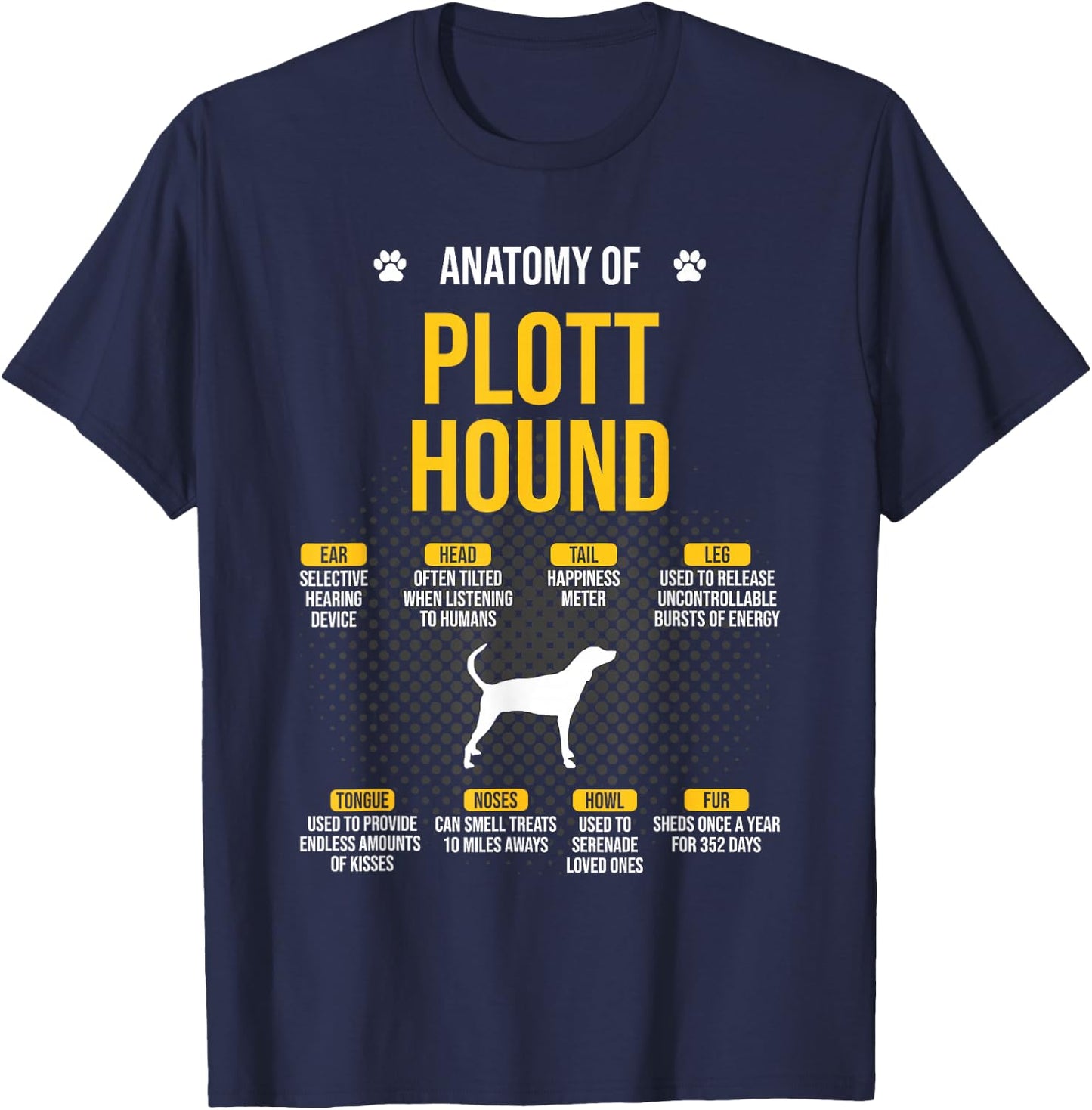 Anatomy Of Plott Hound Dog Lover T-Shirt - T-Shirt | Navy