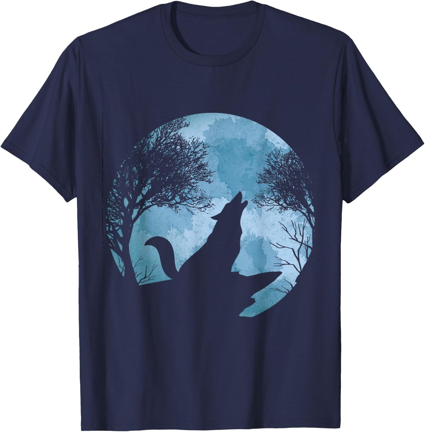 Howling Full Moon Forest Animal Wildlife Gift Moonlight Wolf T-Shirt - T-Shirt | Navy