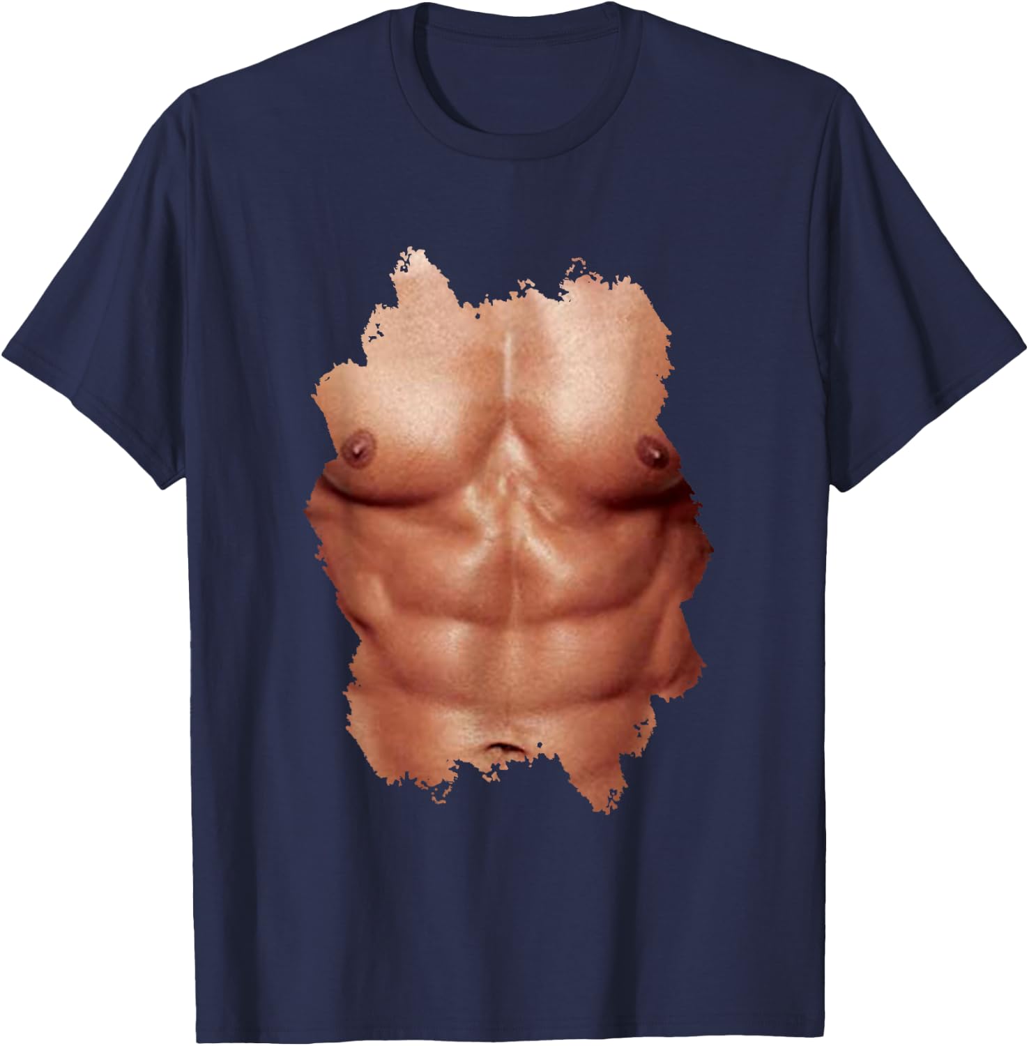 Fake Abdominal Shirt Body Muscle Sixpack T-Shirt - T-Shirt | Navy